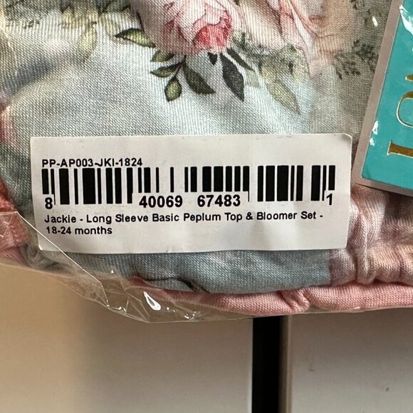 NWT Posh Peanut 'Jackie' Pastel Pumpkin Ruffled Bummie Peplum Set- Size 18/24 mo - Picture 3 of 5